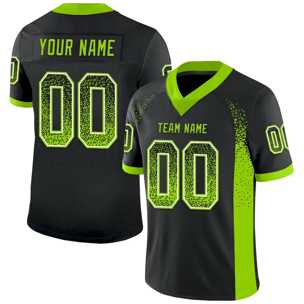 Drift0019.webp Custom Black Neon Green-White Mesh Drift Fashion Football Jersey - Image 1