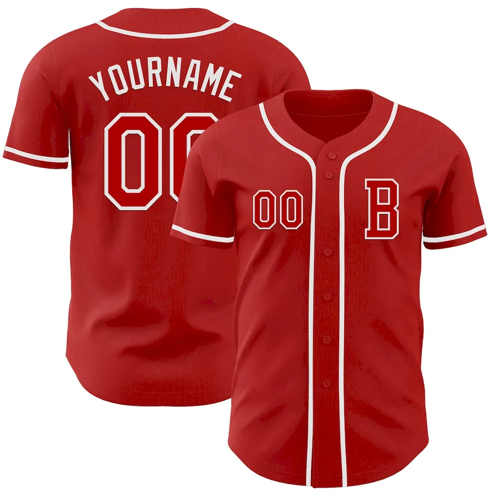 Red0838.webp Custom Red White Authentic Baseball Jersey - Image 1