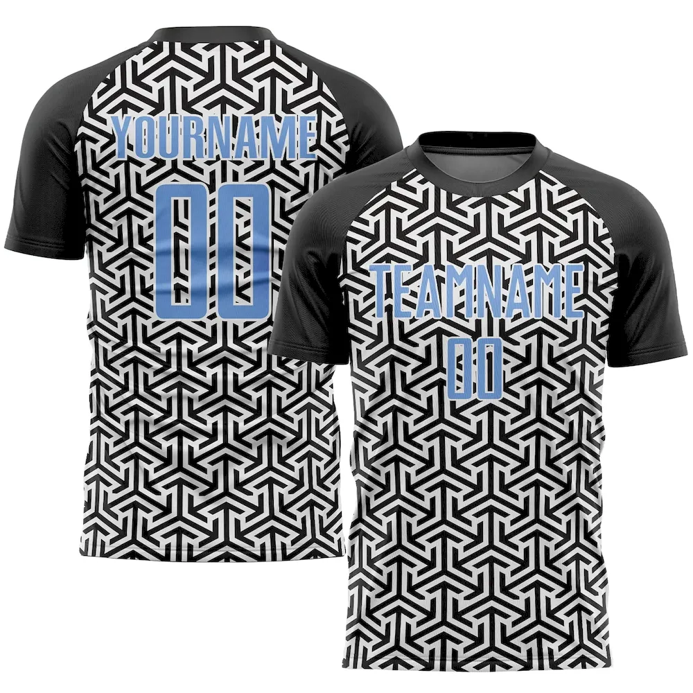 Soccer0141.webp Custom Black Light Blue-White Sublimation Soccer Uniform Jersey - Image 1